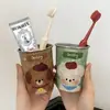 Copo de Lavar Filhote Estilo Pintura a Óleo Feito à Mão, Copo de Escova de Dentes Doméstico, Copo de Lavar para Casal, Copo de Escova de Dentes de Aço Inoxidável para Dormitório Estudantil