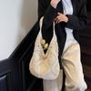 Bolsa tote de crochê à mão de corda de algodão, de ombro único, acabada em lã, vazada, de grande capacidade, moda, estilo ocidental