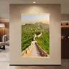 Pintura Decorativa de Paisaje de la Gran Muralla China, Pintura Colgante para Riqueza y Buena Fortuna, Fondo de Montaña Feng Shui, Pintura Colgante de Pared de Fondo para Entrada de Oficina y Sala de Estar