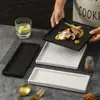 Plato Cerámico Rectangular, Plato Largo para Sushi, Plato Plano, Plato para Sashimi, Vajilla Comercial, Plato para Albóndigas de Res, Plato de Res para Hot Pot
