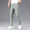 Pantalones Largos Elásticos para Hombre, Pantalones Casuales con Cintura Elástica, Nuevo Estilo de Verano de Moda 2026, Corte Recto Delgado, Estilo Delgado de Seda de Hielo de Verano