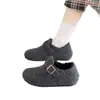 Sapatos femininos de pelúcia cinza estilo Birkenstock de cobertura total, novidade outono e inverno 2026, slip-on preguiçoso com sola grossa, sapatos de algodão Birkenstock