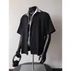 Camisa Casual de Dos Piezas Falsas con Cuello Estampado Floral de Gama Alta para Hombre, Manga Larga, Corte Limpio, Atuendo Elegante