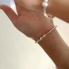 Pulsera de Codo de Perla de Agua Dulce de Plata Esterlina S925 para Mujer, Pulsera de Cuentas Ligeras con Cuerda Elástica, Pulsera Versátil de Alta Gama para Mejor Amiga