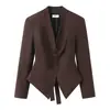 Roupas femininas transfronteiriças 2026 Moda europeia e americana blazer acinturado de abotoamento simples com franzido no busto para mulheres B129867