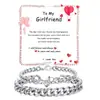 Conjunto de Cadena Cubana con Circonita Incrustada en Forma de Corazón para Pareja Anillo y Pulsera de Acero Inoxidable Lisos Regalo de San Valentín