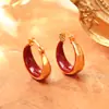 Nuevos Pendientes Redondos con Goteo de Aceite para Otoño e Invierno con un Toque de Lujo, Simples y Elegantes, Estilo Retro de Hong Kong, Pendientes de Mujer Modernos y Versátiles