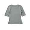 Camiseta Básica Simple de Moda de Cuello Redondo y Manga Media Verano Nueva Deseo Puro Stretch Ajuste Ceñido Top Base para Mujer