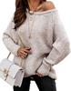 Suéter de Tricô Sexy com Gola Redonda Moda Estilo Europeu e Americano Suéter Casual Solto Cor Sólida Top de Manga Longa Outono e Inverno