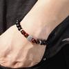Venda quente pulseira de zircônia micro cravada com diamante negro 10mm pulseira elástica de pedra olho de tigre vermelho atacado direto de fábrica