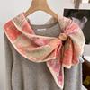 Bufanda Larga de Imitación Seda y Lana de Doble Cara y Doble Capa con Borde Biselado para Mujer, Primavera, Otoño e Invierno, con Correa Ancha, Bufanda Versátil