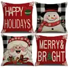 Capas de almofada de Natal outono e inverno transfronteiriças, capas de almofada de sofá, almofadas decorativas de linho estampadas, atmosfera de Natal no atacado