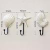 Estilo mediterrâneo Starfish Scallop Conch Coat Hook Creative Gift Resin Coat Hook Set Three