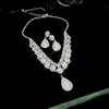 Conjunto de Brinco e Colar Gota de Água com Pérolas e Strass Novo Estilo Europeu e Americano Acessórios Versáteis de Moda de Luxo Leve de Alta Qualidade Atacado