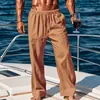 Pantalones de Algodón y Lino Nuevos Transfronterizos Europeos y Americanos 2025 para Hombre Primavera y Otoño Amazon Sueltos Rectos Color Sólido Pierna Ancha Casuales