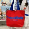 Bolso de lona de estilo coreano con diseño de dopamina para niñas, bolso tote de gran capacidad con cordón, bolso de hombro ligero para el día a día