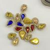 Girasol de Gota de Agua Puntiagudo, Doble Capa de Garras de Pedrería, Pedrería de Vidrio Cosida a Mano, Accesorios DIY para Tocados de Boda, Accesorios Multicolor al por Mayor