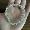 Pulsera de Cuentas de Vidrio Dorado Ámbar Galvanizado al por Mayor de Fábrica Imitación Fluorita Cristal Luna Gris Giro de la Suerte Unisex