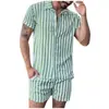 Europeu e Americano Transfronteiriço Havaí Novo Terno Masculino Amazon Manga Curta Cor Sólida Praia Masculino Conjunto de Duas Peças Camisa