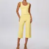 Conjunto de yoga duas peças transfronteiriço para mulheres, costas bonitas, secagem rápida, calça casual de comprimento médio, para corrida, fitness, Pilates, conjunto de roupa para yoga