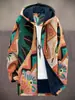 2025 Cardigan Casual con Cremallera y Capucha para Hombre con Patrón Multicolor de Algodón Chaqueta con Forro Gris DIY