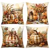 Funda de Almohada de Calabaza de Otoño Acción de Gracias Estampado Doble Cara Cojín de Sofá Funda de Almohada de Mesita de Noche Personalización por Imagen