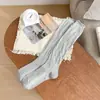 Meias estilo Ballet para Mulheres, Meias Finas de Algodão para o Verão até a Panturrilha, Meias Brancas Absorventes de Suor para Panturrilha, Sapatos Mary Jane, Meias Longas Folgadas para o Verão
