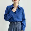 Toma real en stock Otoño/Invierno 2026 Nuevo Azul Klein Camisa Cepillada para Mujer Temperamento Viajes Capa Exterior