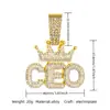 Popular Europeu e Americano Transfronteiriço Hip-Hop Corrente de Ouro Grande Corrente Cubana com Pingente de Diamante Letra Ceo Colar Joias da Moda e Descoladas para Homens