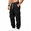 Pantalones deportivos de punto holgados para hombre, versátiles, de talla grande, para exteriores, casual, deportivos, con múltiples bolsillos, ropa de trabajo, europeos y americanos, transfronterizos de Amazon