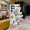 Funda para teléfono Samsung con diseño minimalista y moderno de flor de loto en línea, adecuada para S25 Ultra, funda suave delgada y transparente