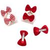 Paquete de 2 ~ Nueva Pinza para el Cabello con Lazo Rojo Niñas Linda Felpa Pata de Gallo Clip de Pico de Pato Flocado Pinza para el Cabello Negra