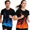 Camiseta deportiva de verano para exteriores de seda helada de secado rápido para parejas, transpirable, corte ajustado, cuello redondo, manga corta, moderna