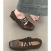 Zapatos Mary Jane de Piel de Oveja Estilo Francés, Punta Cuadrada, Tira Cruzada, Zapatos Planos para Mujer Primavera y Otoño, Zapatos de Ballet de Boca Baja con Suela Suave