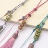 Colgante estilo antiguo cera de abeja nudo chino bobina de loto borla accesorios Jade diy esmalte Mandala marcapáginas borla