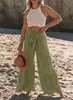 Moda de Ropa Europea y Americana Transfronteriza de Amazon con Tirantes de Temperamento a la Moda, Empalme, Cintura Alta, Plisados, Pierna Ancha, Pantalones Casuales Sueltos