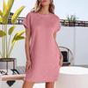 Vestido de Pantalón para Mujer de Exportación Transfronteriza Europea y Americana 2025 Primavera y Verano Nuevo Color Puro Cuello Redondo Suelto Manga Corta Bolsillo con Solapa
