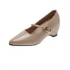 Zapatos de Salón de Punta Fina Franceses con Tacón Grueso para Mujer 2026 Otoño Nuevo Estilo de Hada con Falda de Una Correa Zapatos Retro Mary Jane