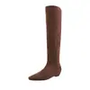 Botas de Caballero de Moda Estilo Británico 5cm Adelgazantes 2026 Otoño/Invierno Nuevas Punta Cuadrada Tacón Plano Aumento Oculto de Altura Botas Largas Hasta la Rodilla