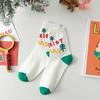 Meias de Natal meias infantis de tamanho médio outono e inverno meias vermelhas do ano de nascimento meias fofas de desenho animado homem de gengibre boneco de neve Papai Noel