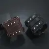 Pulseiras de Couro Ajustáveis Punk Street Rock Masculinas e Femininas de Camada Dupla Largas Criativas e Personalizadas