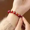 Regalo para el Año del Caballo: Pulsera de Cinabrio Rojo para Hombres y Mujeres, Pulsera Roja de Tres Alianzas Zodiacales, Accesorio Propicio, Joyería para la Mano