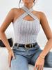 2024 Primavera e Verão Novo Amazon AliExpress Cross-border Especial para Neck Sleeveless Sanding Pit Knitted Vest