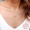 Collar colgante de plata esterlina S925 vintage ins media luna simple moda collar romano de luna de cuerno nuevo europeo y americano