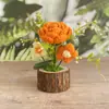 Planta em Vaso Grande de Crochê Feita à Mão Ornamento para Mesa de Escritório Planta Verde Decoração de Interior Vaso de Flores Simulado Flor de Girassol