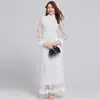 Foto Real de Vestido Longo de Renda Bordada Florido Estéreo Boutique Bainha Larga Elegante Heavy Industry 2 Cores