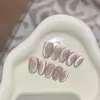 Isla de las Hadas Gato Francés Ojo de Gato Hecho a Mano Pura Boutique Uñas Portátiles Cortas Blanqueamiento Parche de Manicura Terminada Parche de Uñas Postizas