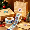 Pegatinas redondas de sellado para rollos de Navidad Etiquetas de regalo de muñeco de nieve Saludos navideños Pegatinas de decoración para sobres y cajas de regalo para hornear