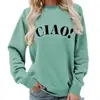 Suministro Talla Europea Exportación Europea y Americana Sudadera para Mujer Cuello Redondo Estampado Ciao Manga Larga Talla Grande Talla Europea Holgada y Casual
