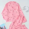 Cardigan Pajama de Bolhas Amassadas para Comércio Exterior Transfronteiriço para Mulheres, Manga Longa e Calça Longa Respirável Casual Roupa de Casa Conjunto Simples Estampado